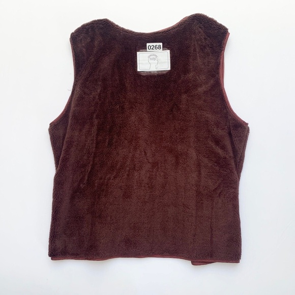 Vintage 90s Red Brown Leather Button Jacket Blazer Tie Waist Removable Lining L - Picture 7 of 16